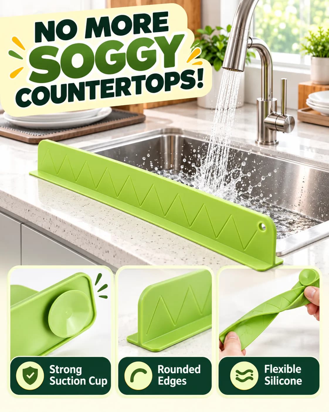 Silicone Anti-Splash Sink Edge Guard – Pack of 2