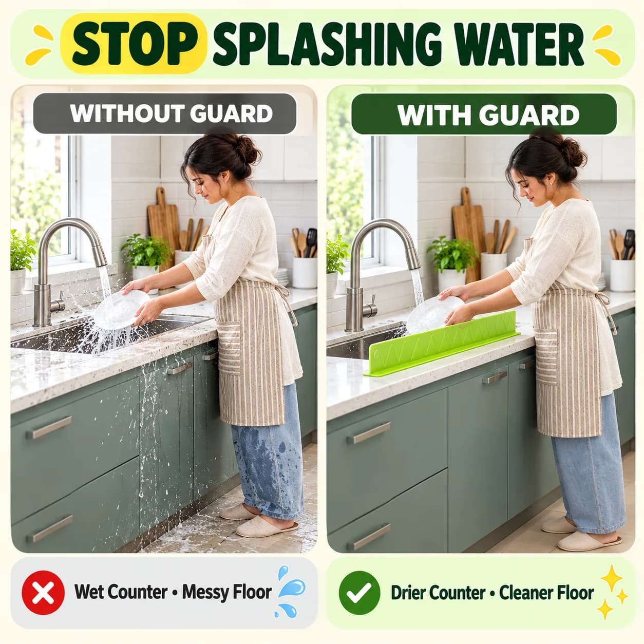 Silicone Anti-Splash Sink Edge Guard – Pack of 2