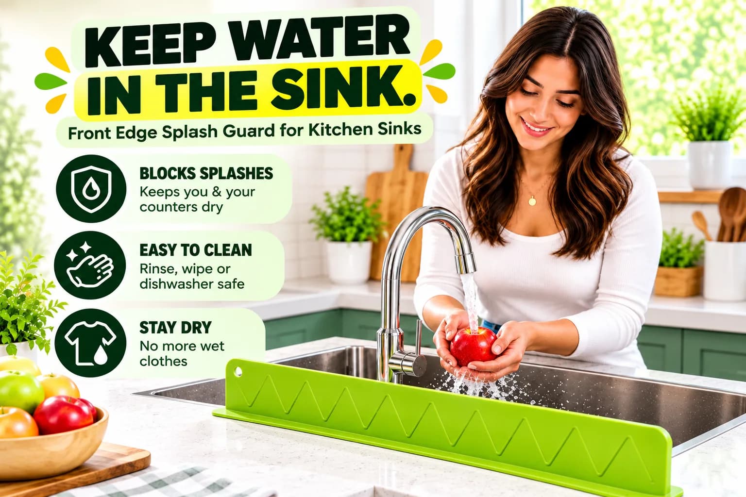 Adjust the guard to fit securely along the sink edge.