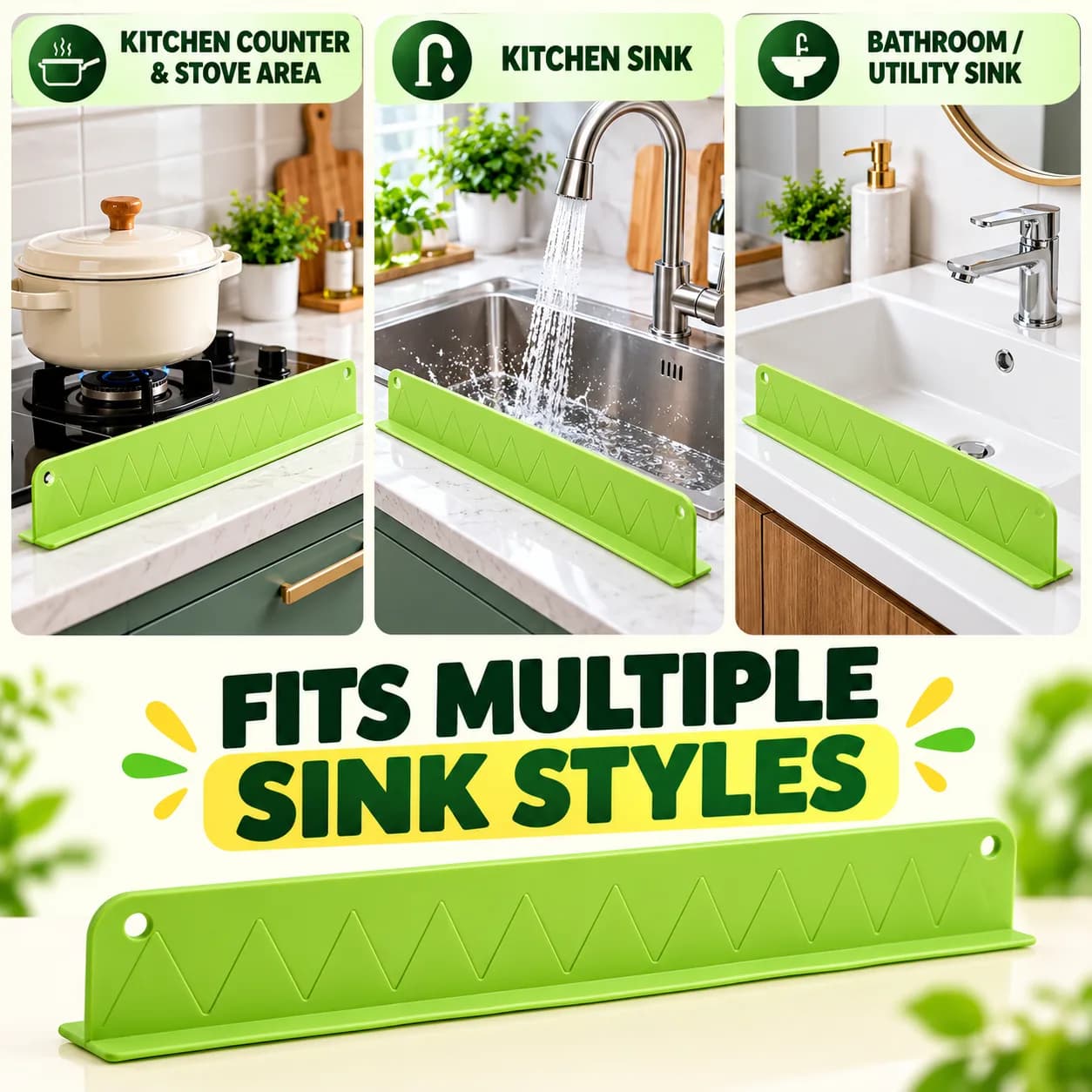 Silicone Anti-Splash Sink Edge Guard – Pack of 2