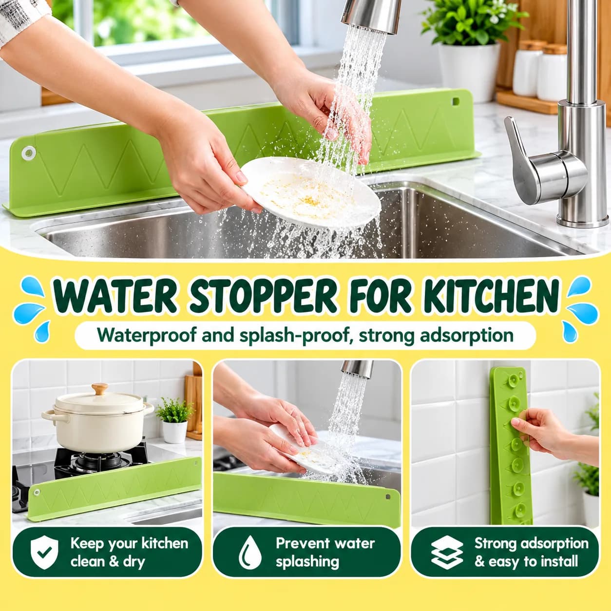 Silicone Anti-Splash Sink Edge Guard – Pack of 2