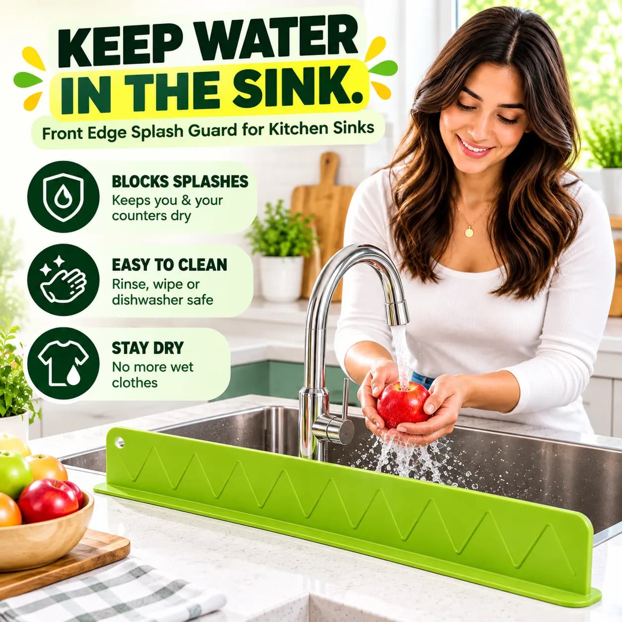 Silicone Anti-Splash Sink Edge Guard – Pack of 2